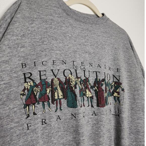 Vintage French Revolution Bicentennial Crewneck Sweatshirt Gray Art Renaissance - Picture 3 of 5